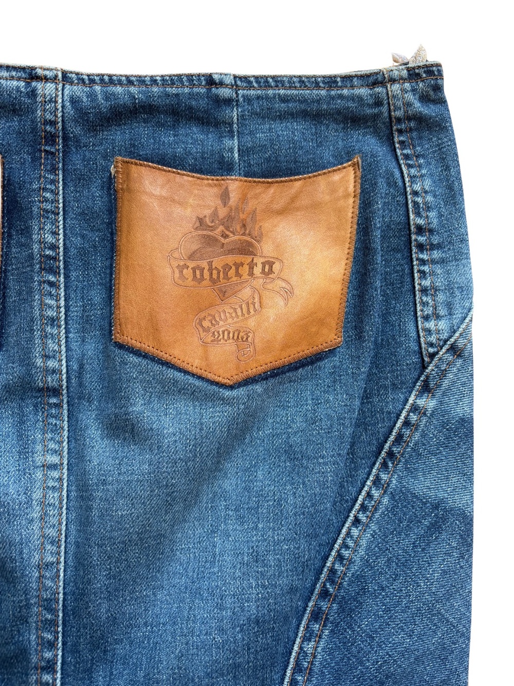 Roberto Cavalli 2003 Denim Mermaid Skirt
Leather Pocket Detail - Picture 5 of 9